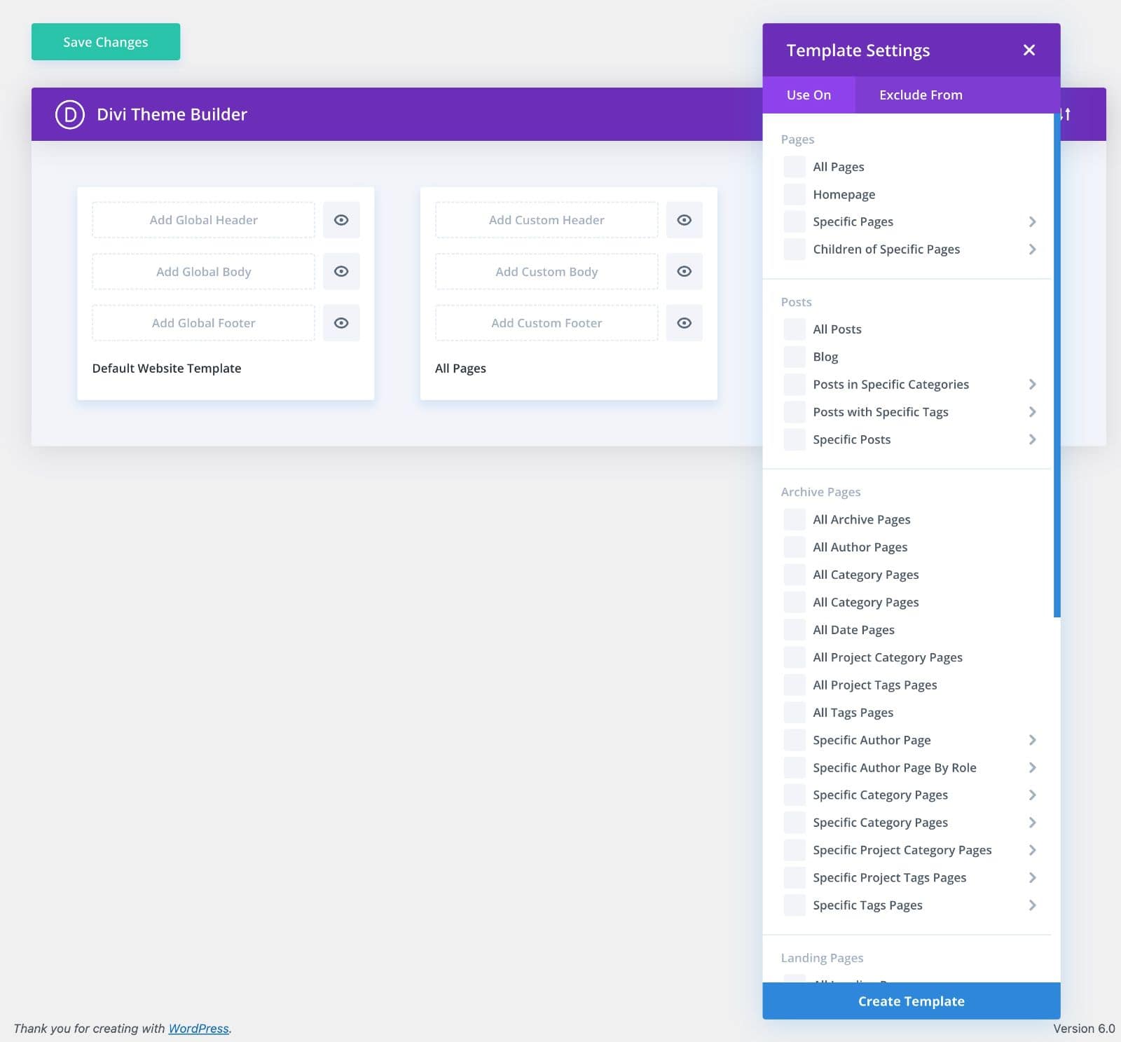 Divi Theme Builder templates