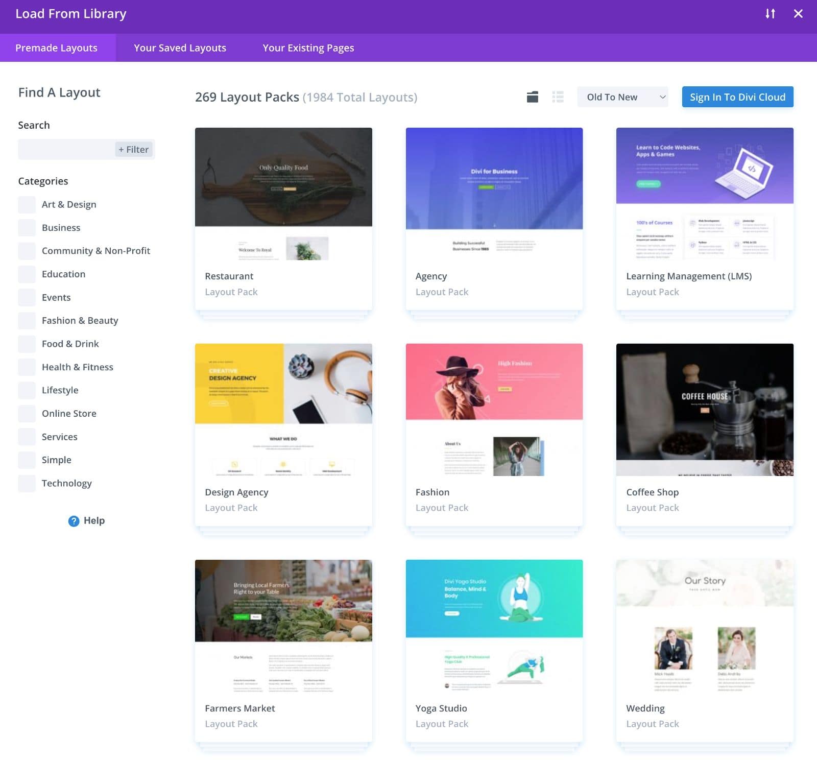 Divi Builder Templates