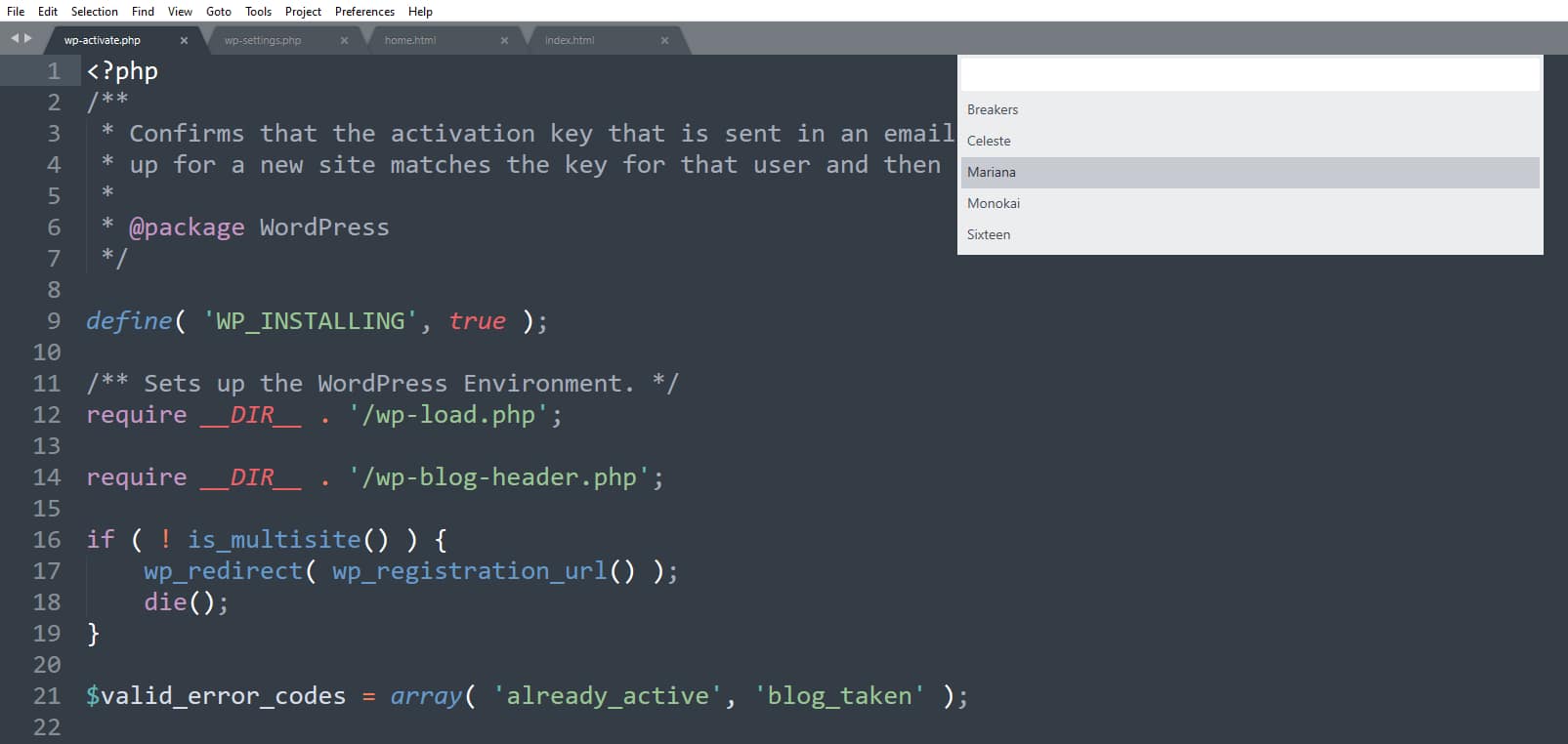 Changing colors scheme in Sublime Text.
