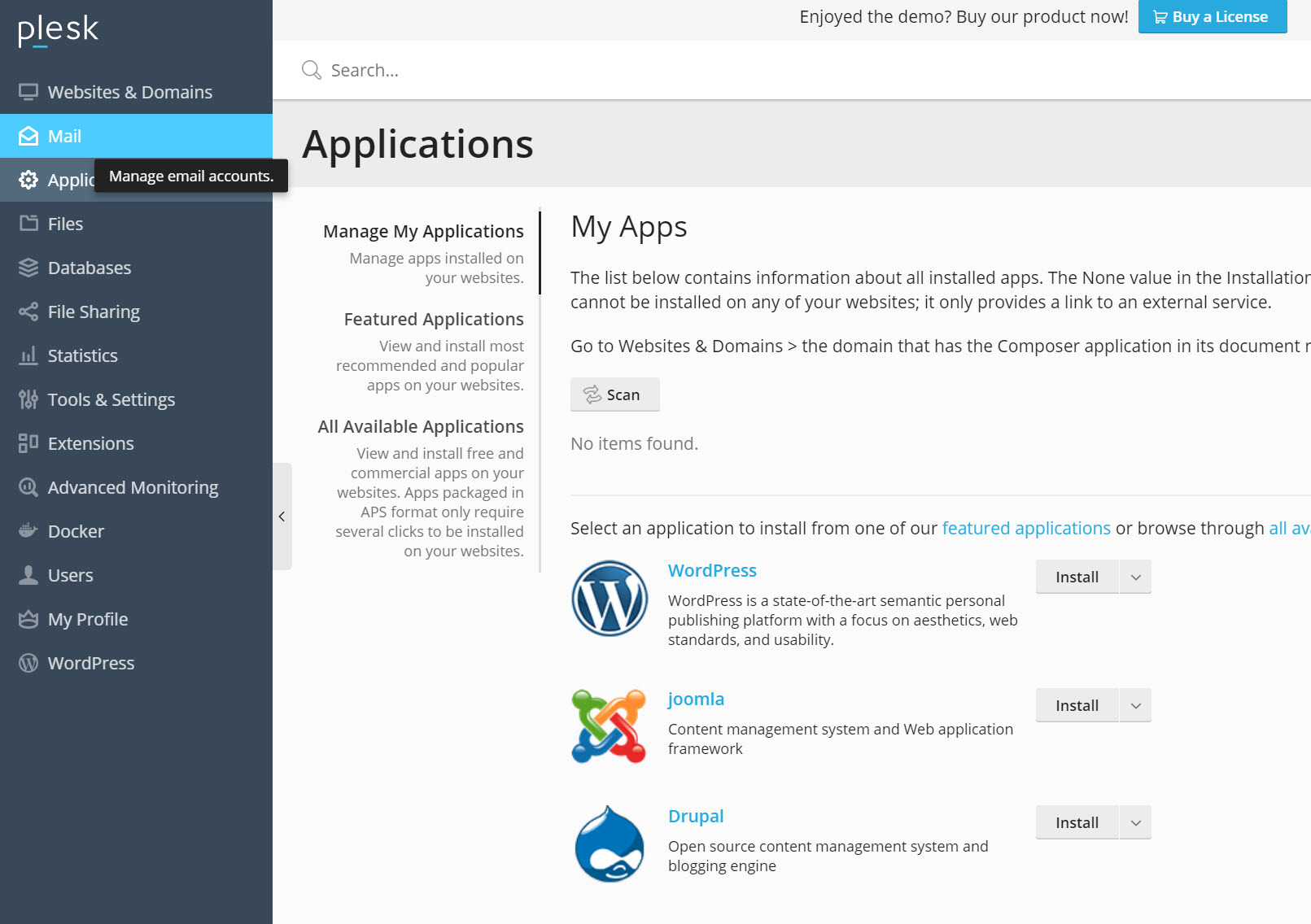 Plesk vs cPanel - buttons