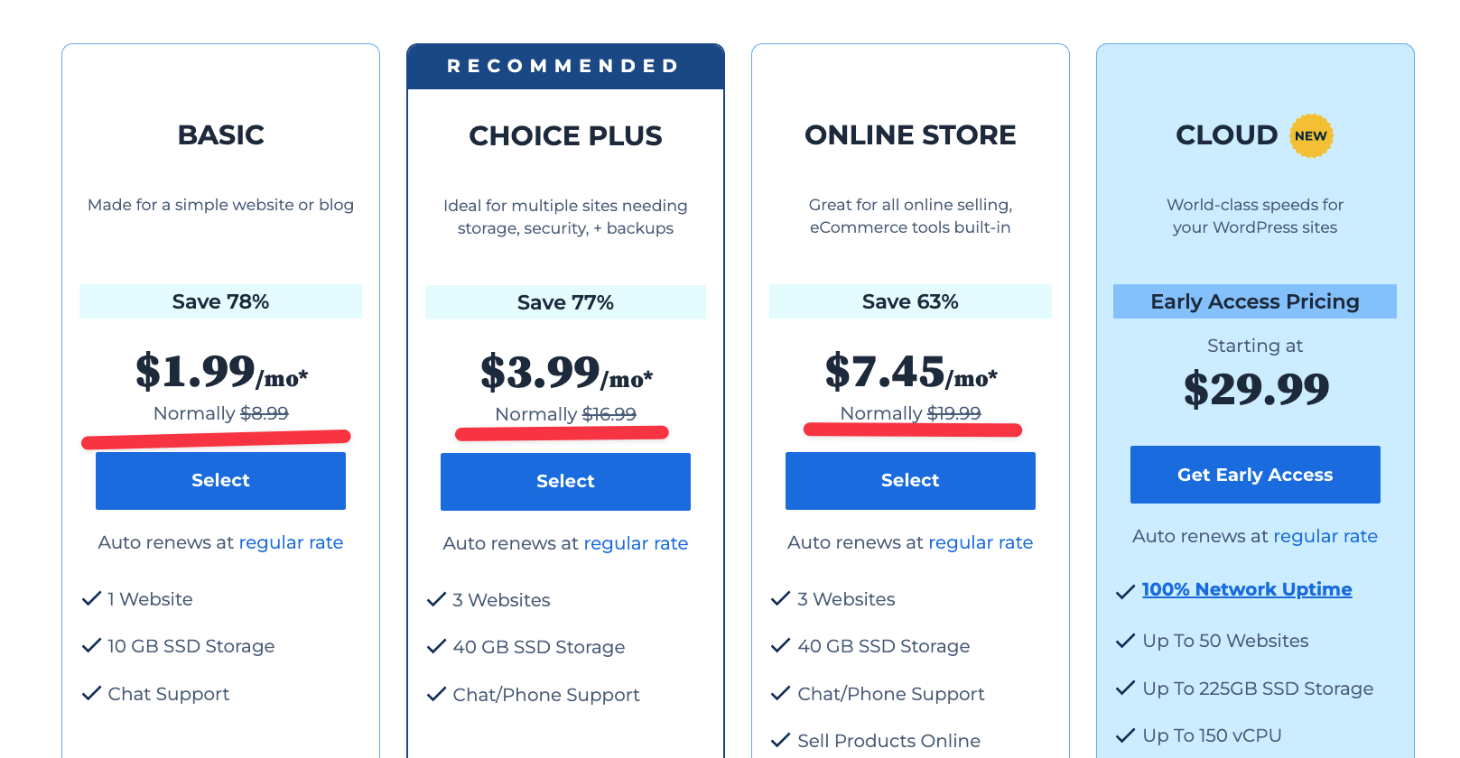 Bluehost renewal pricing
