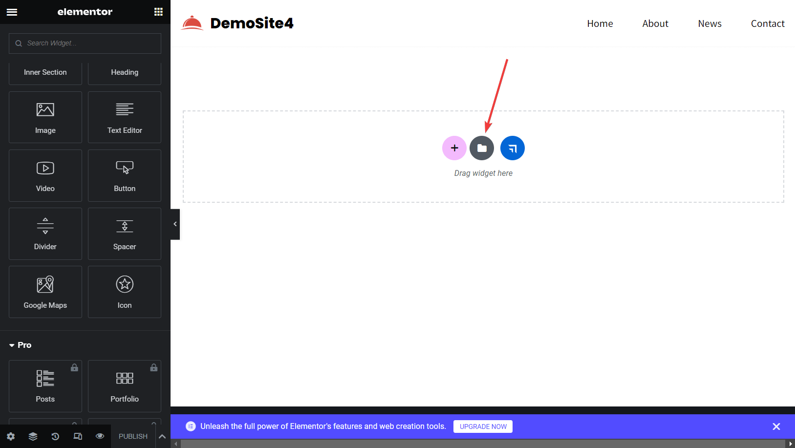 elementor add template option
