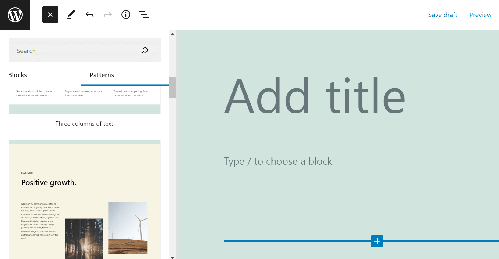 WordPress block pattern search
