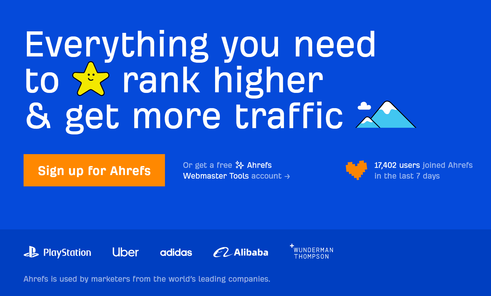 Ahrefs homepage.