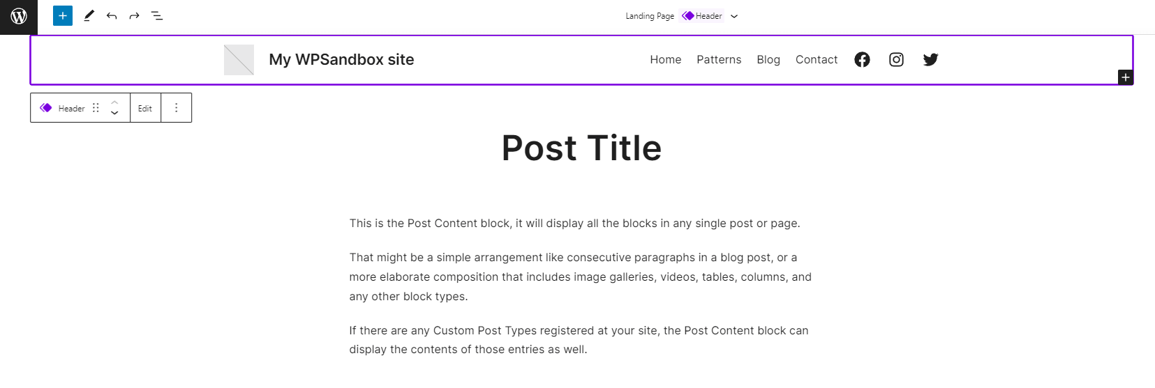 Landing Page template.
