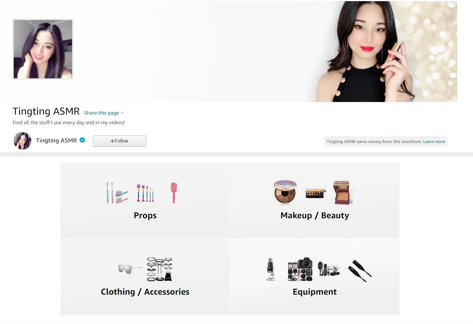 An example of an Amazon storefront only advertising items that the owner has used on-screen.