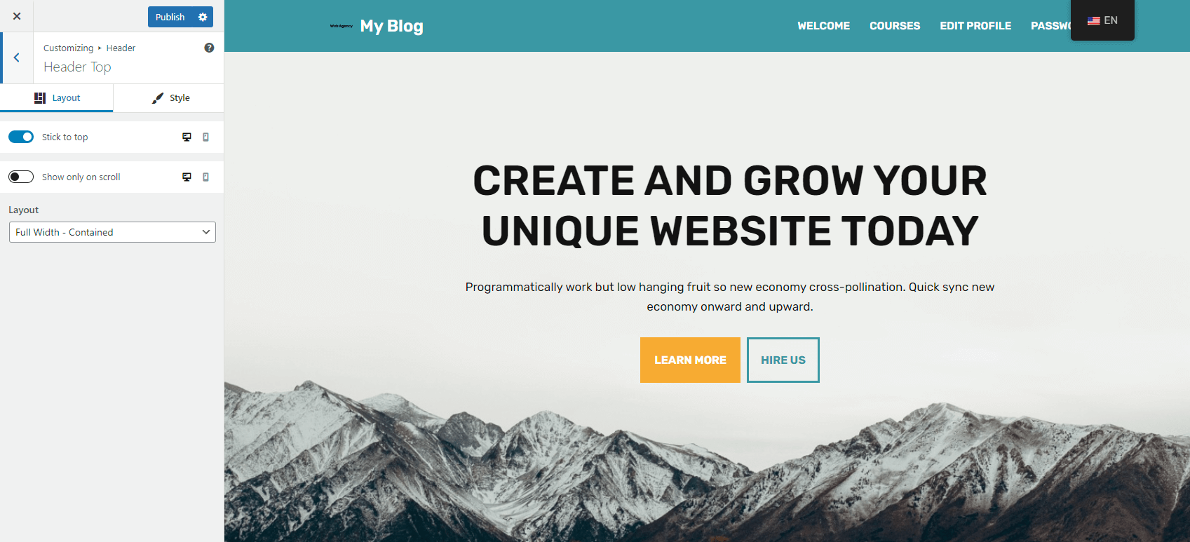 Creating a WordPress sticky header in Neve Pro.