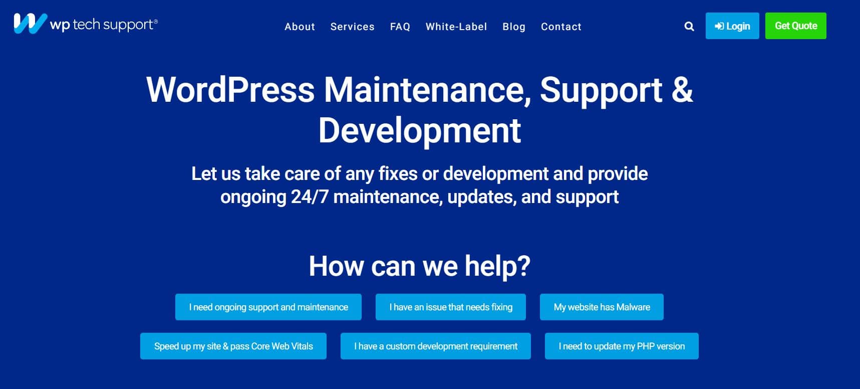WP Tech Support homepage
