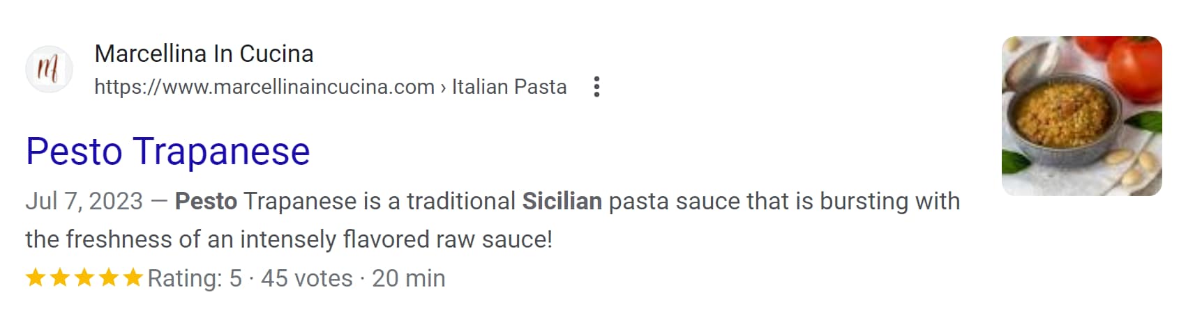 An example of a rich snippet.