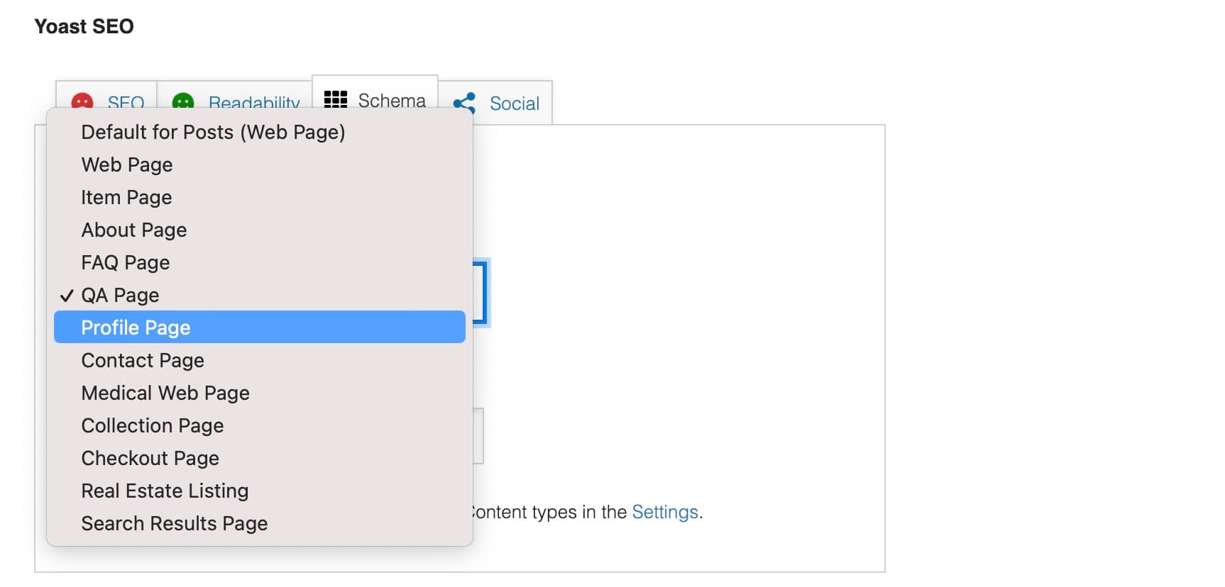 Available schema types.