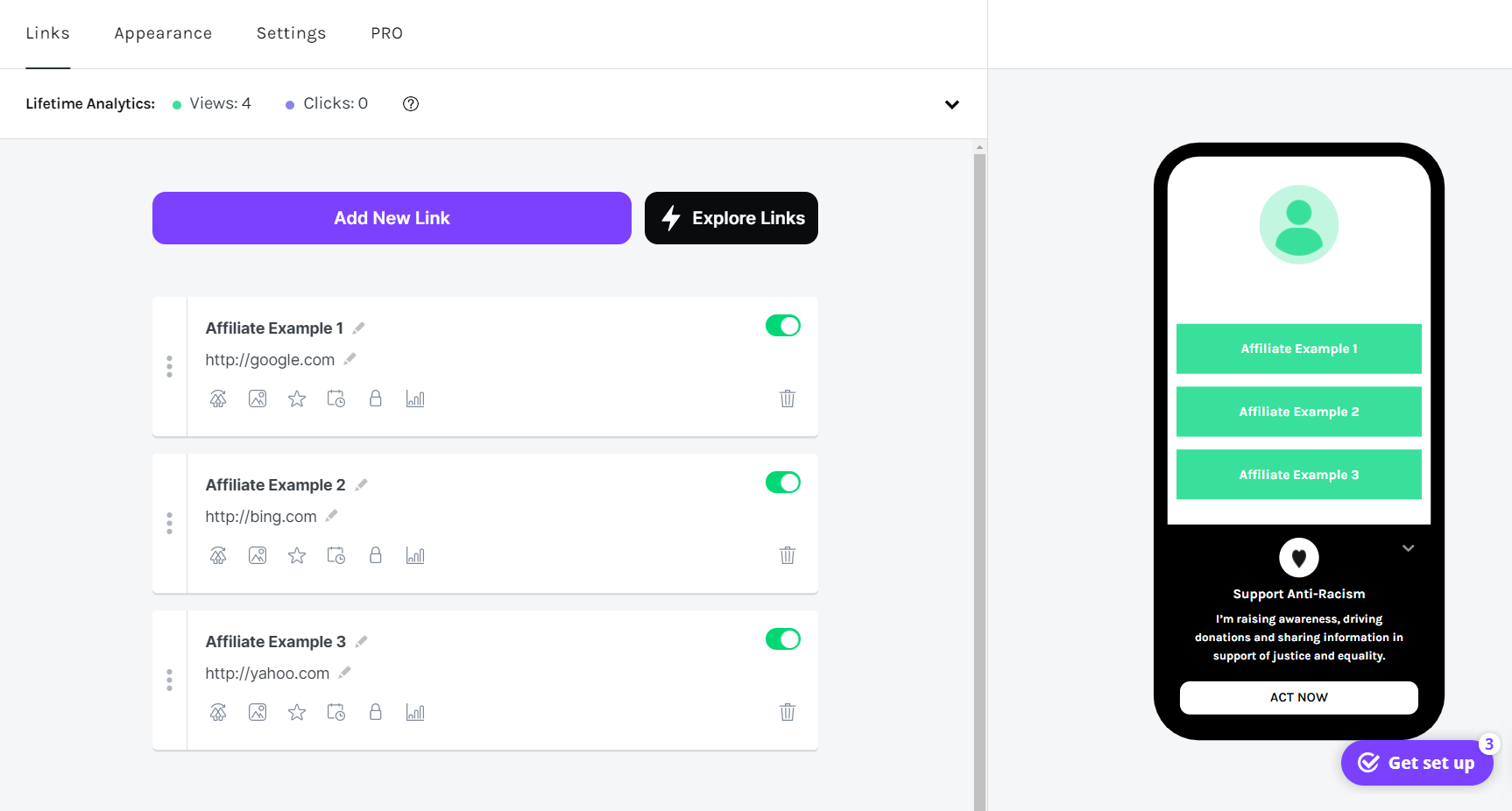 An example of Linktree, an efficient affiliate marketing strategy that can show off multiple links at once.
