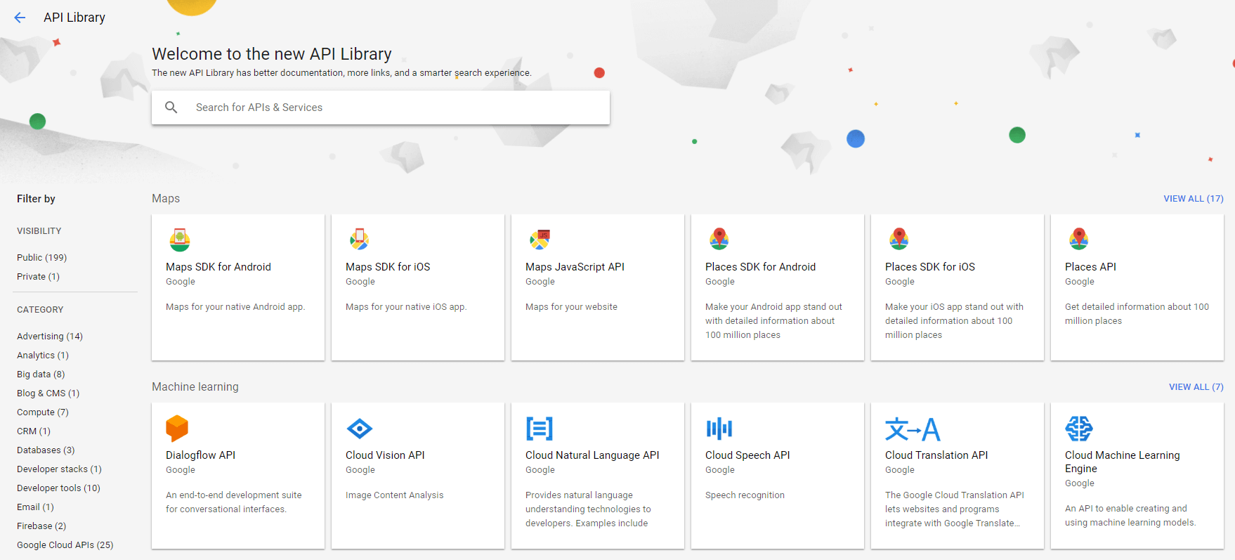 Google's library of APIs.