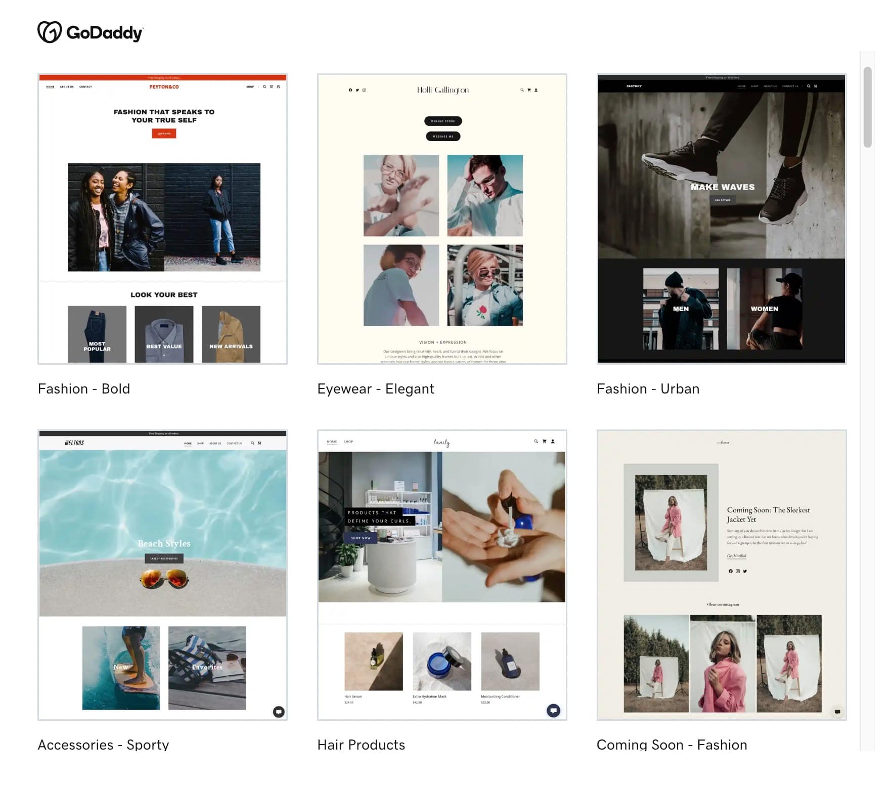 templates from GoDaddy vs Squarespace