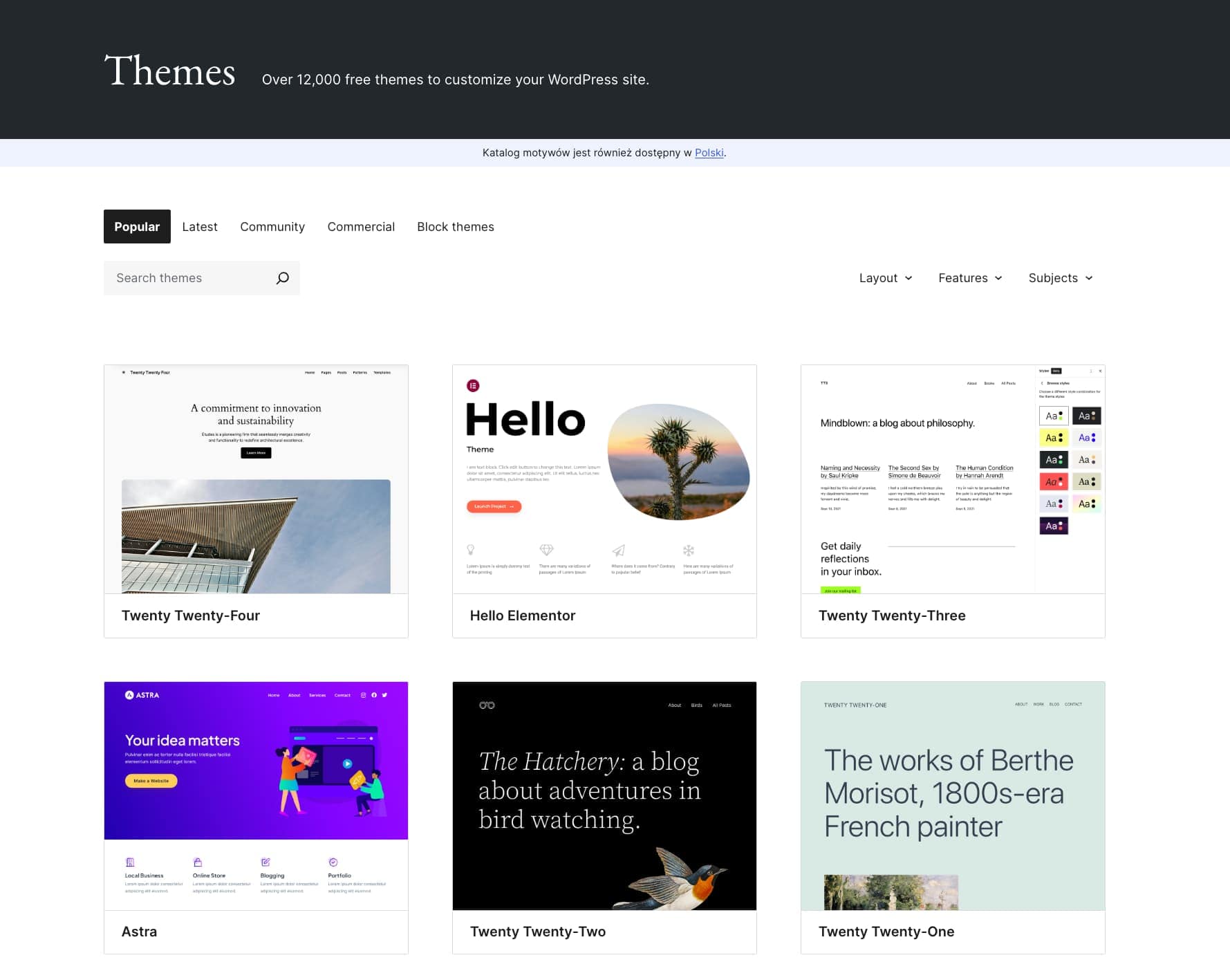 New WordPress Theme Directory