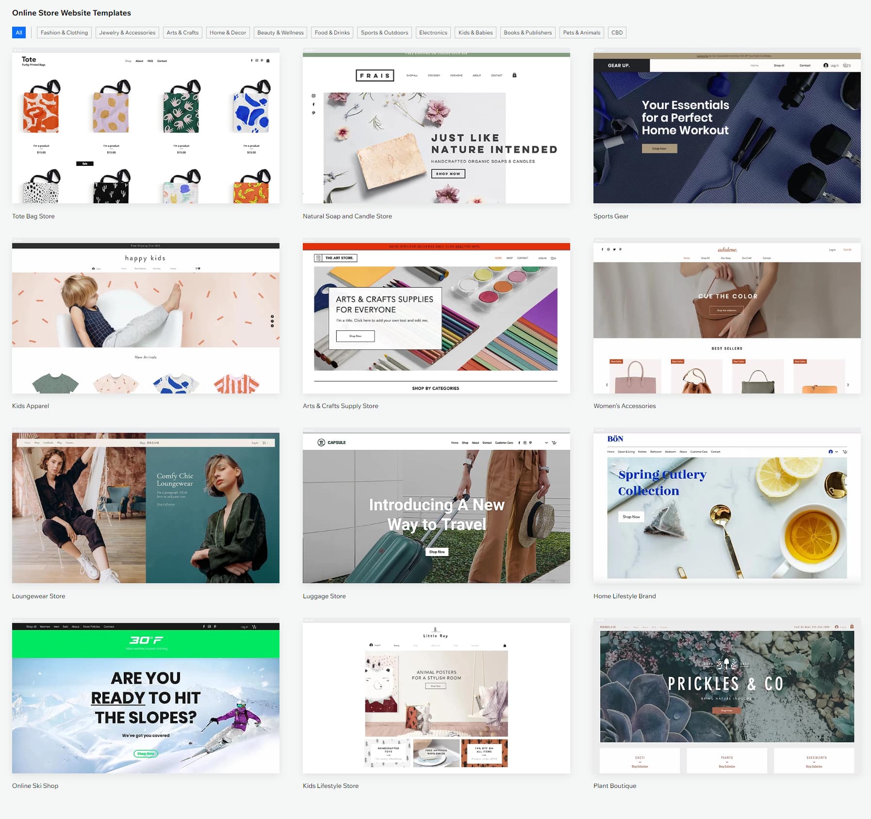 Wix vs Shopify: Wix themes