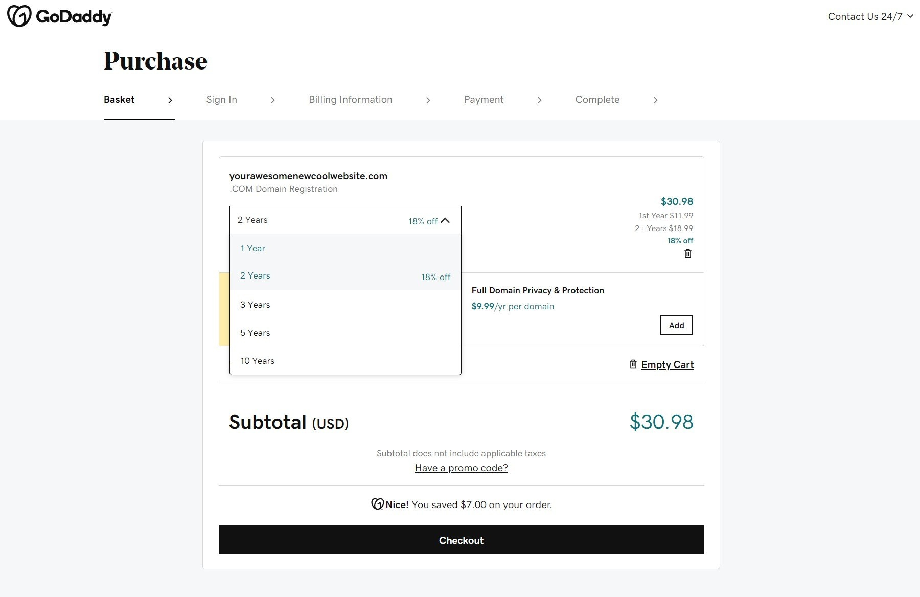 How to buy a domain name at GoDaddy