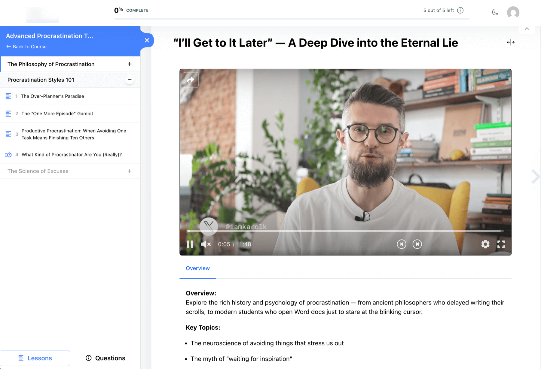 Masteriyo learner interface