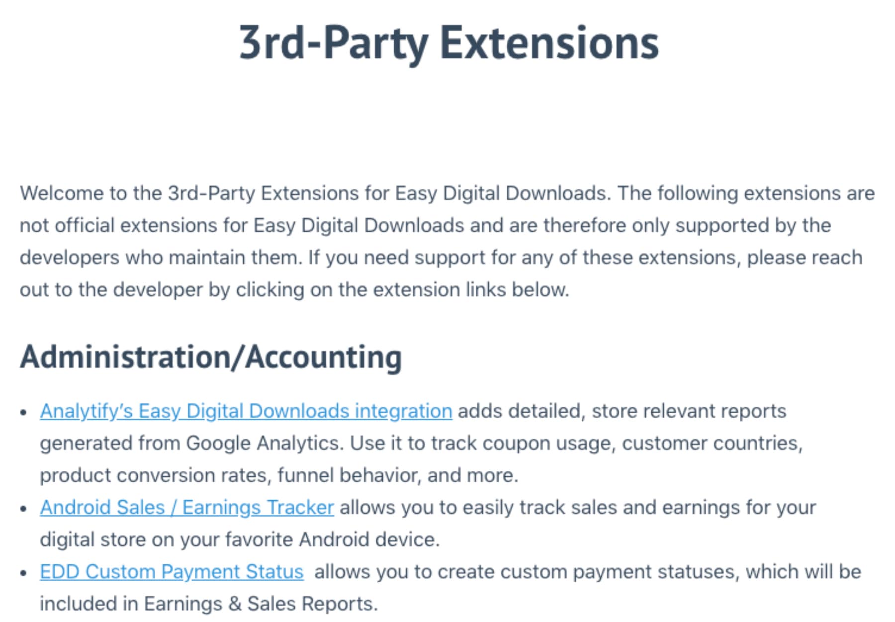 Easy Digital Downloads 3rd party Extensions