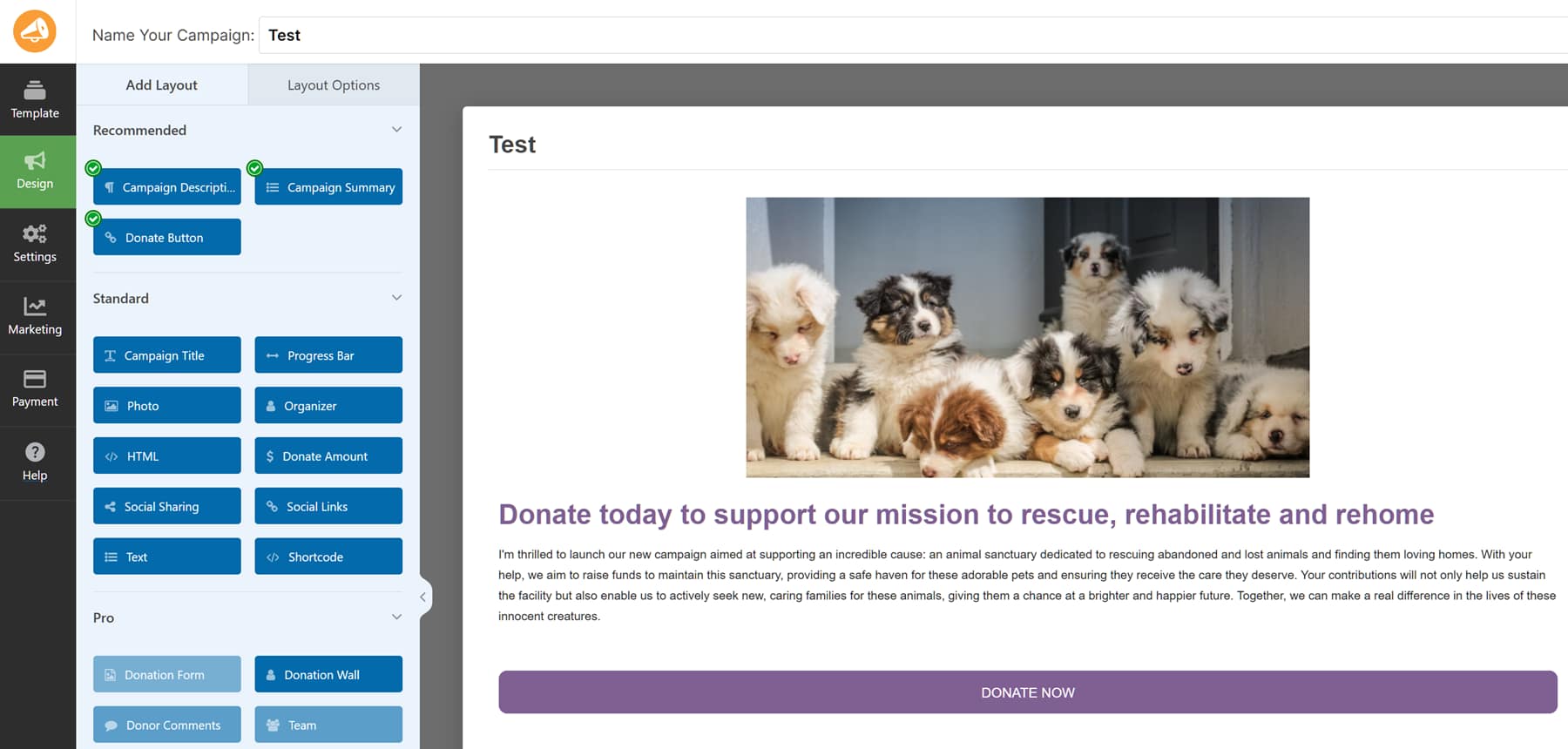 Charitable campaign builder
