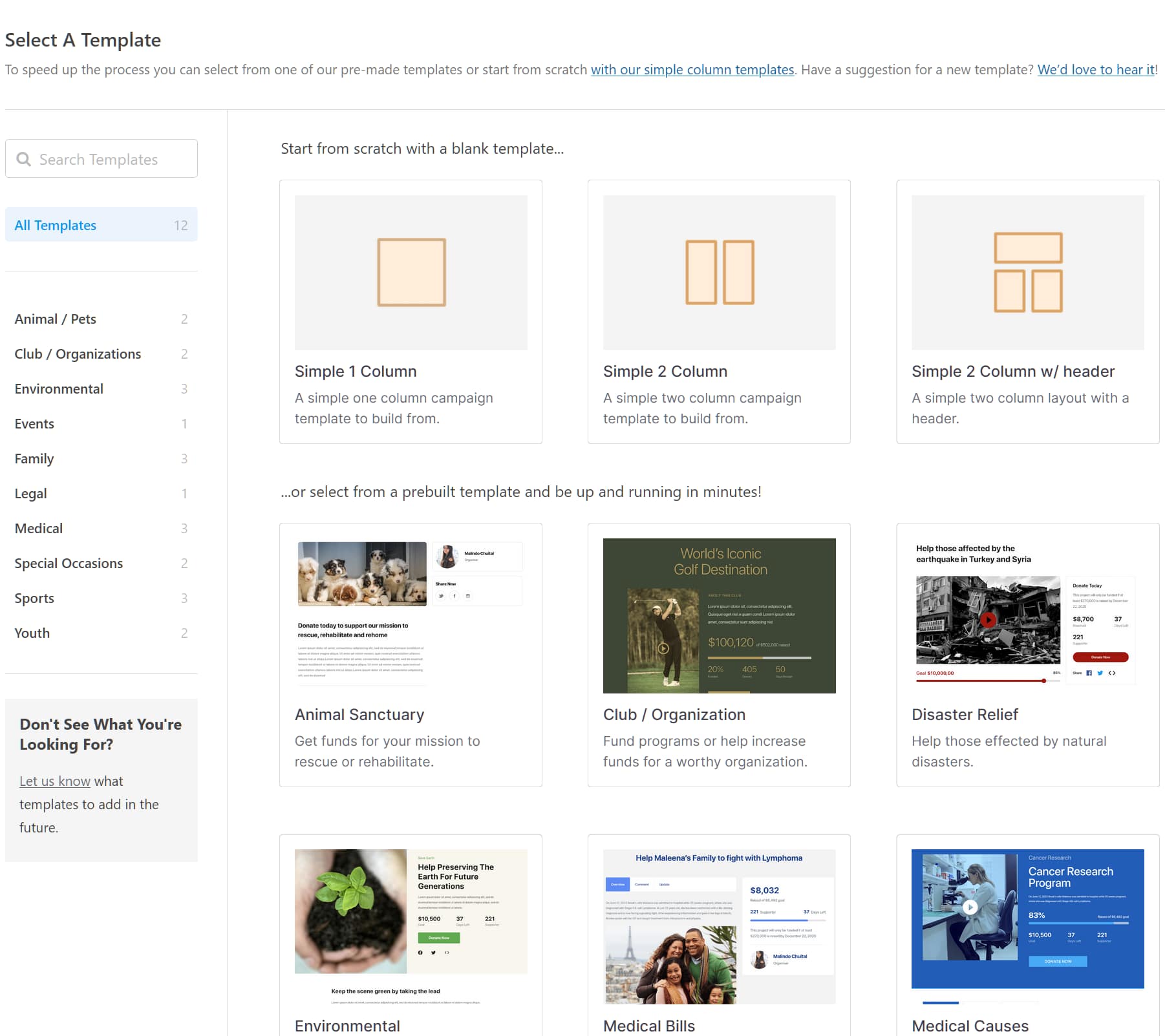 Charitable fundraising campaign templates