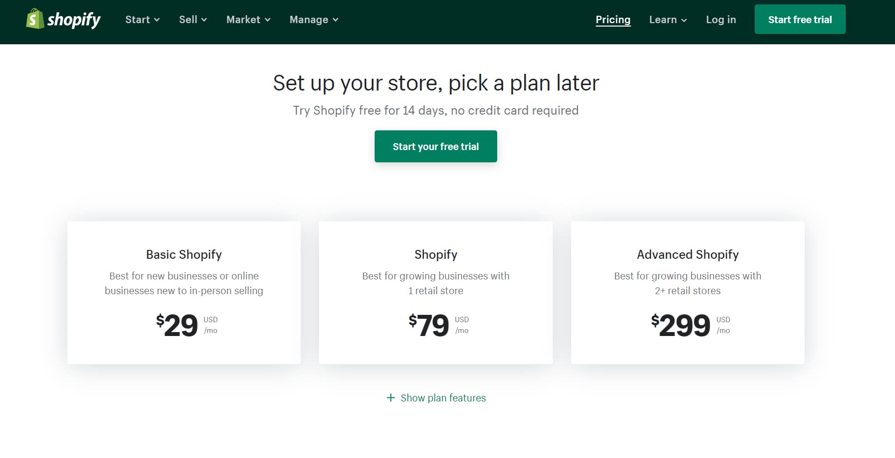 Squarespace pricing - Shopify pricing