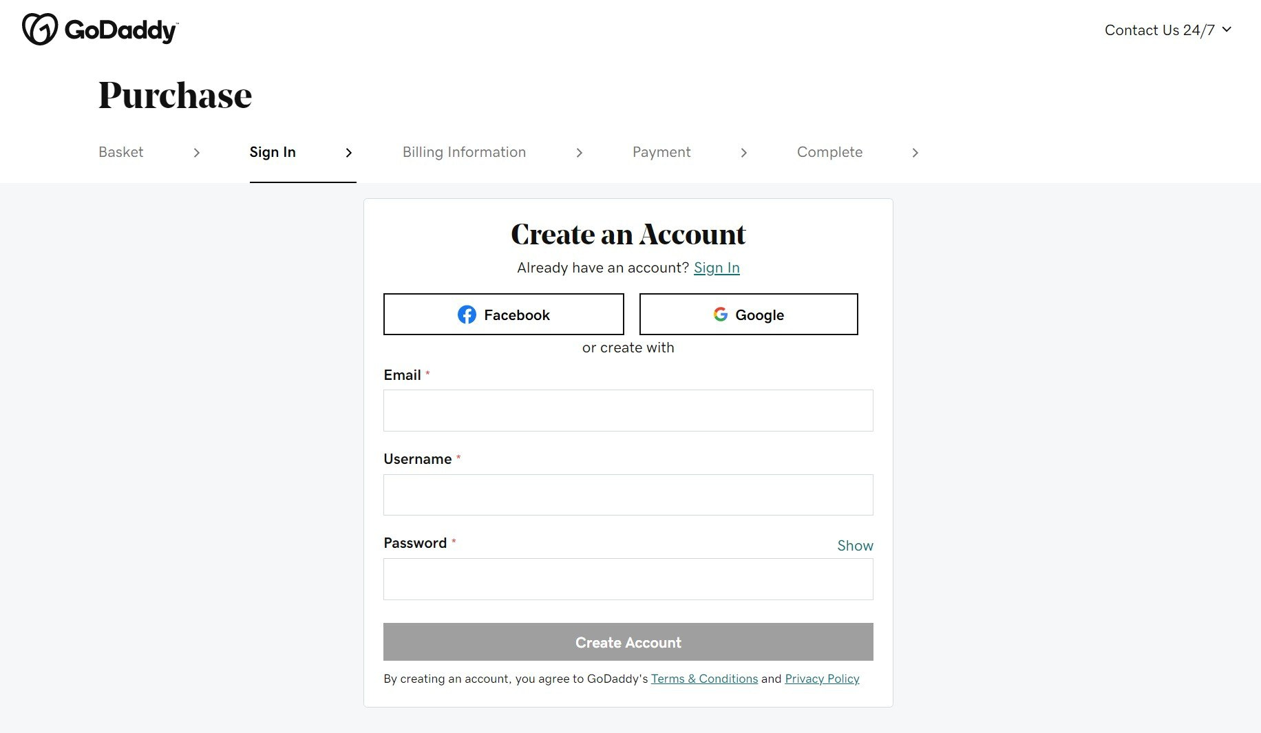 Create account