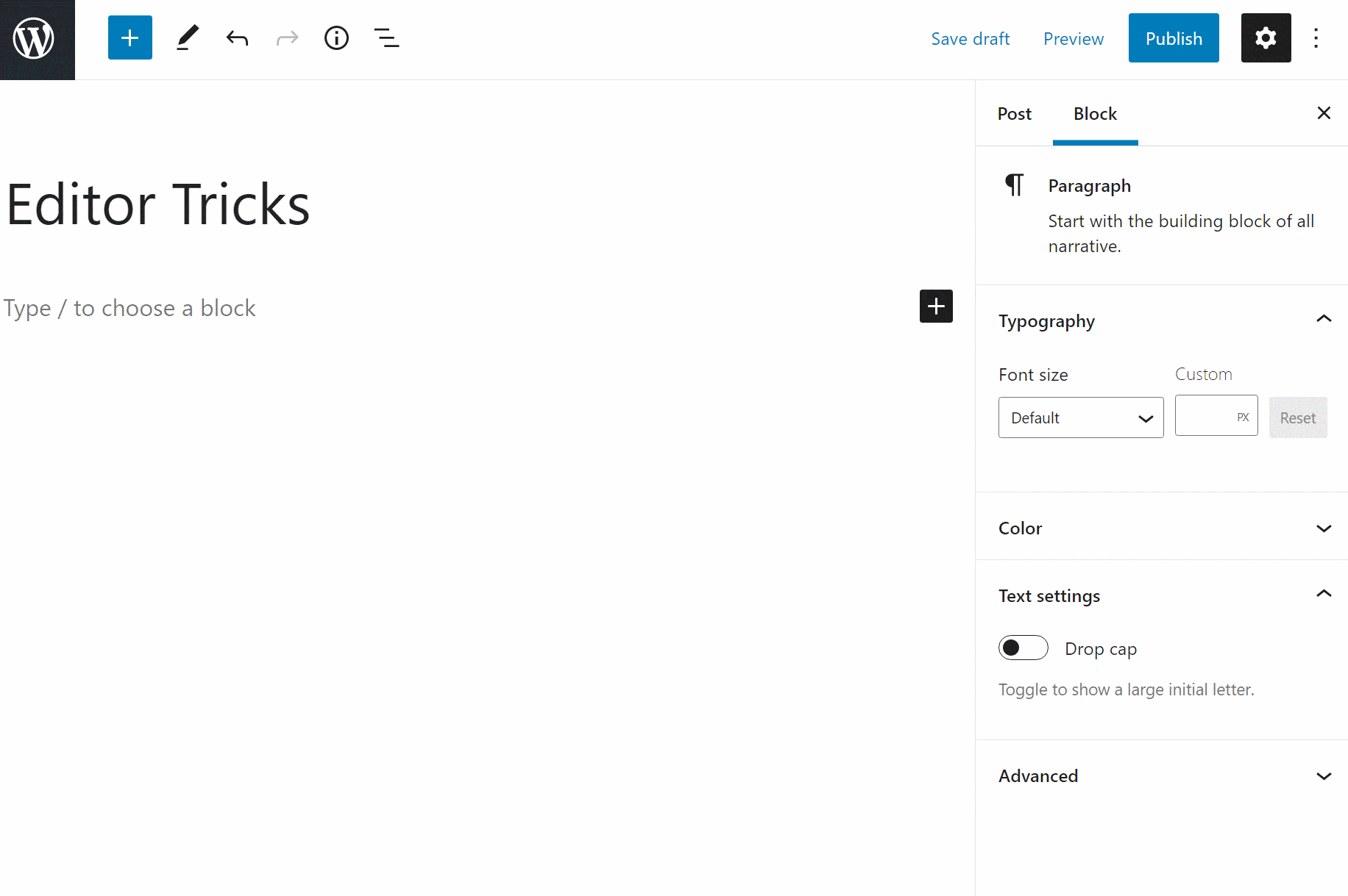 Quick insert blocks.