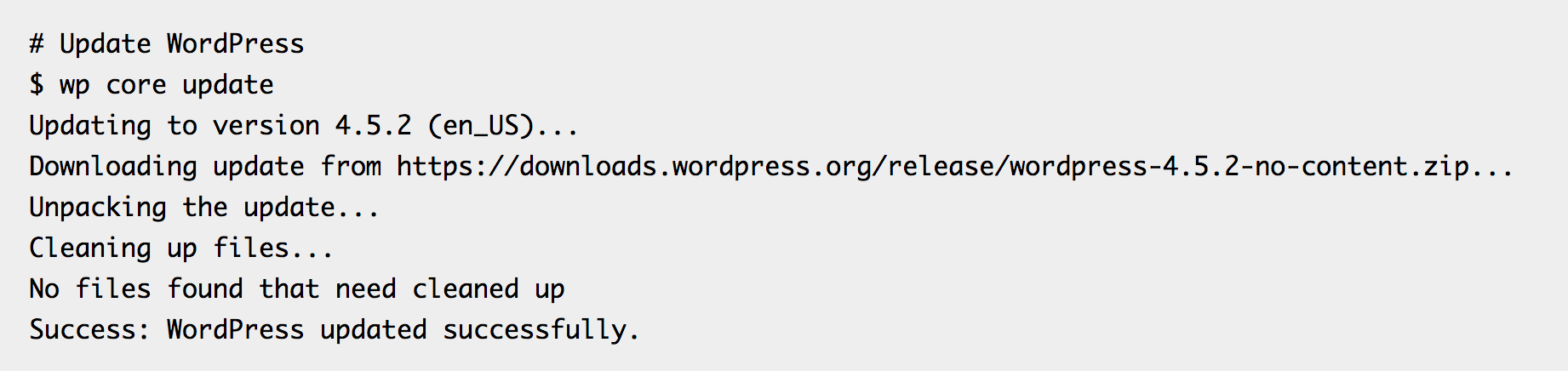 WP-CLI core command.