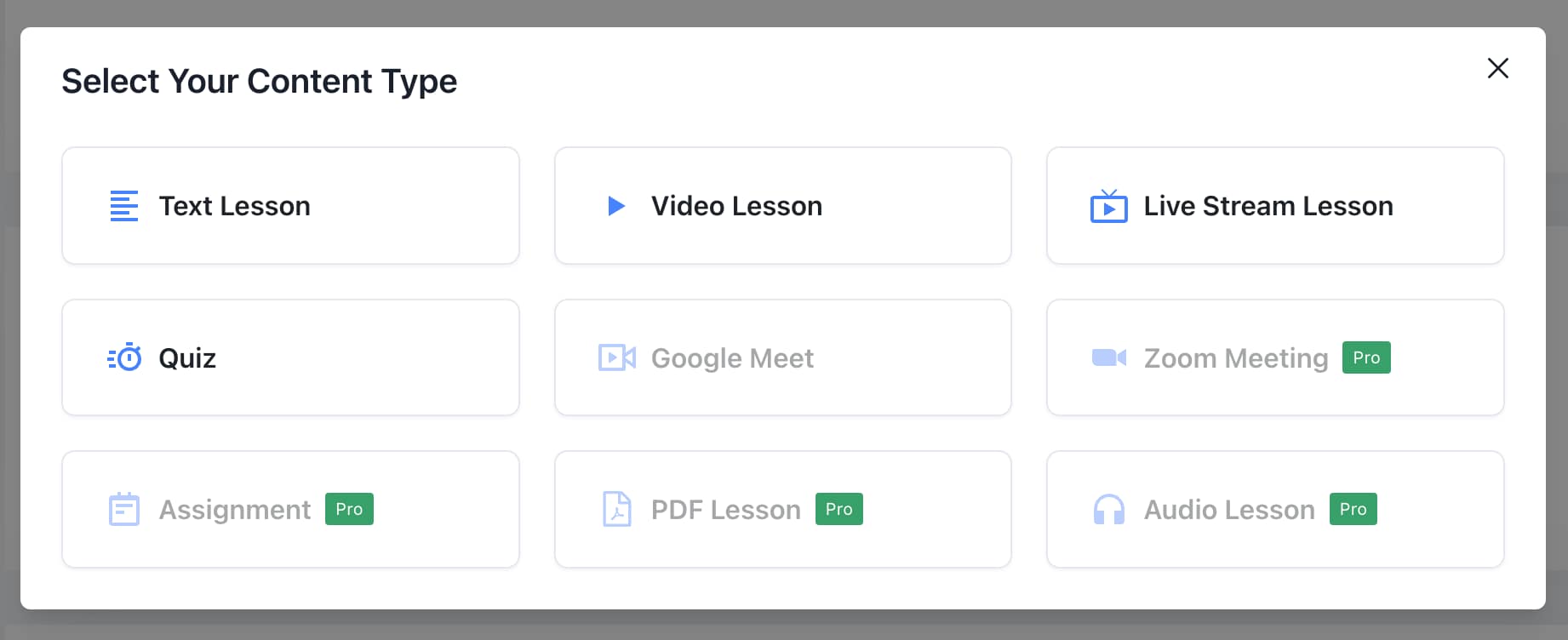 Masteriyo lesson type