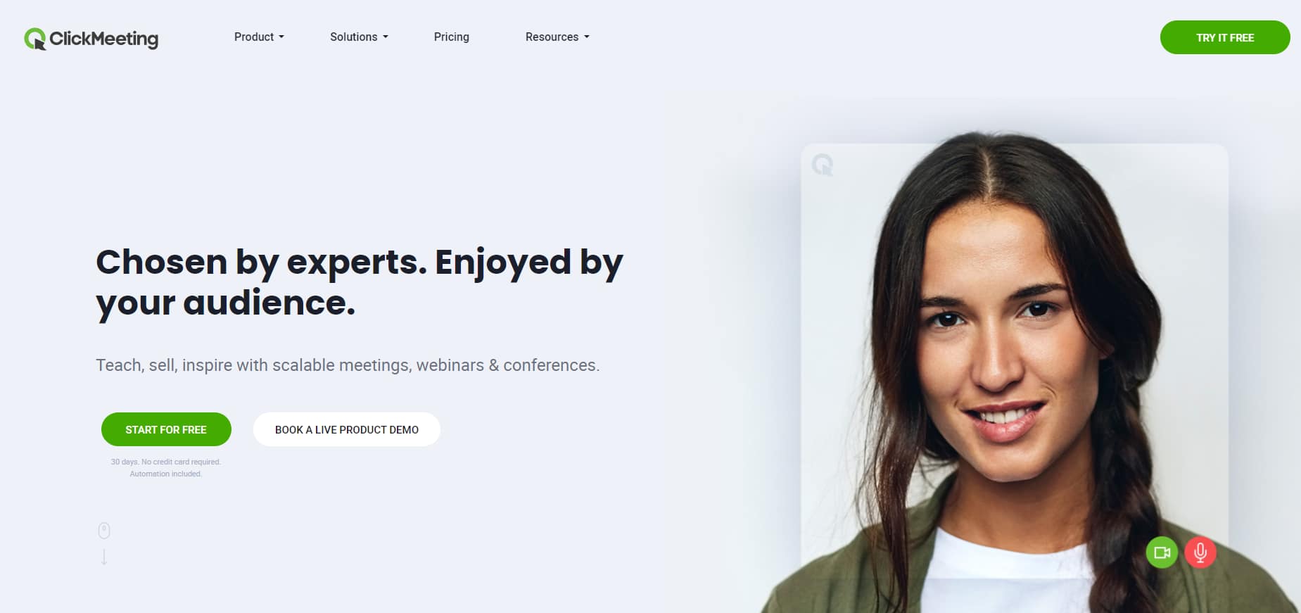 ClickMeeting homepage.