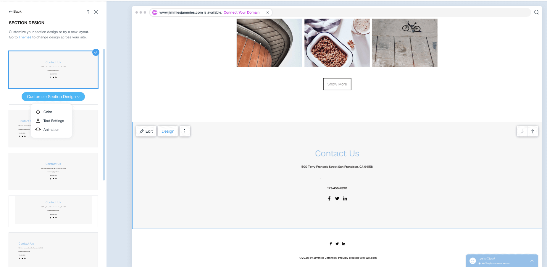 Wix has an artificial design tool to help you build an eCommerce shop.