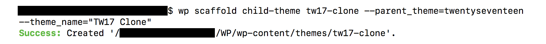 WP-CLI child theme.