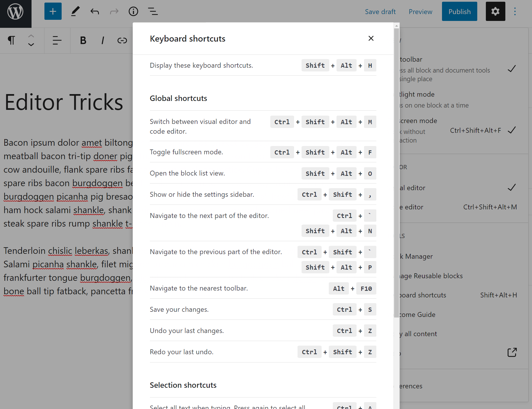 block keyboard shortcuts.
