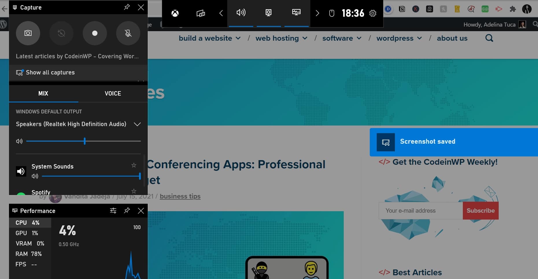 The Game Bar interface