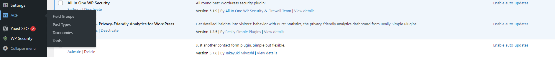 WordPress dynamic comment: ACF sidebar menu.