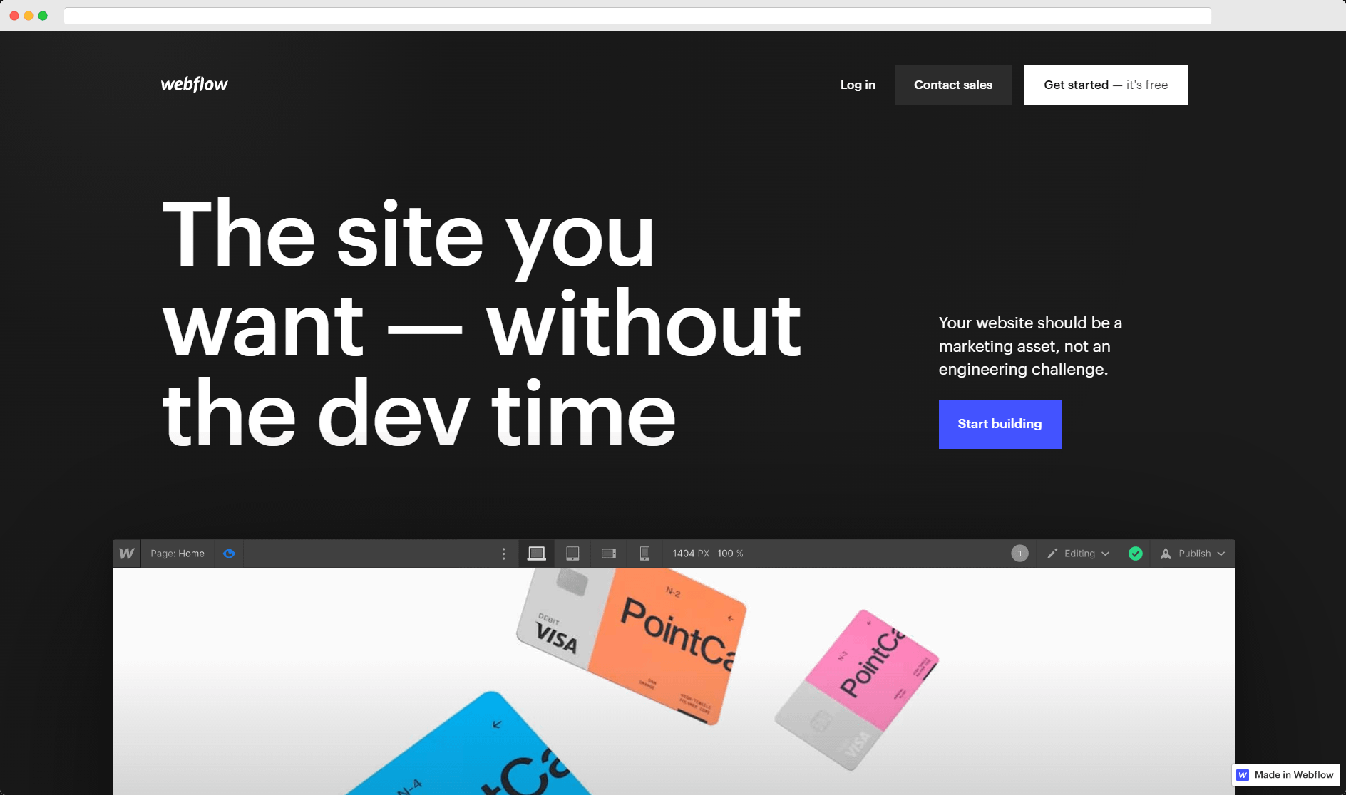 Free website builders: webflow