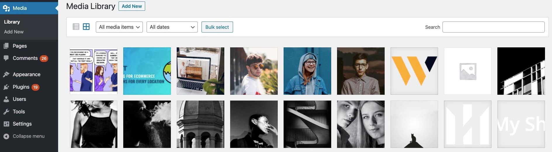 WordPress media library