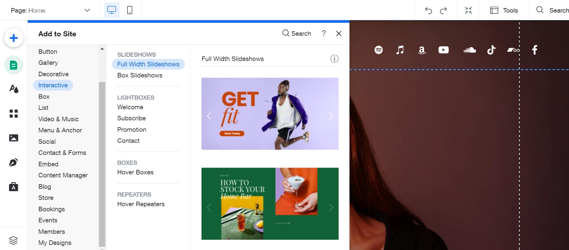 Wix review: editor elements
