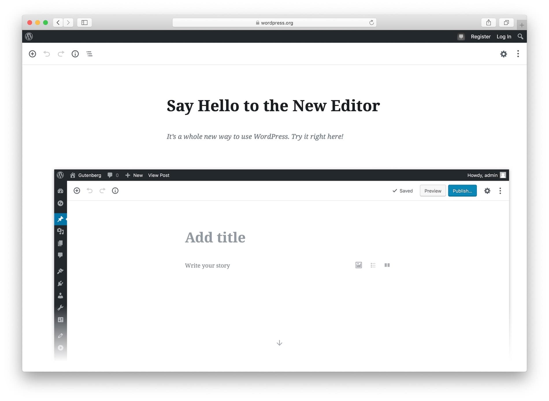 Gutenberg block editor