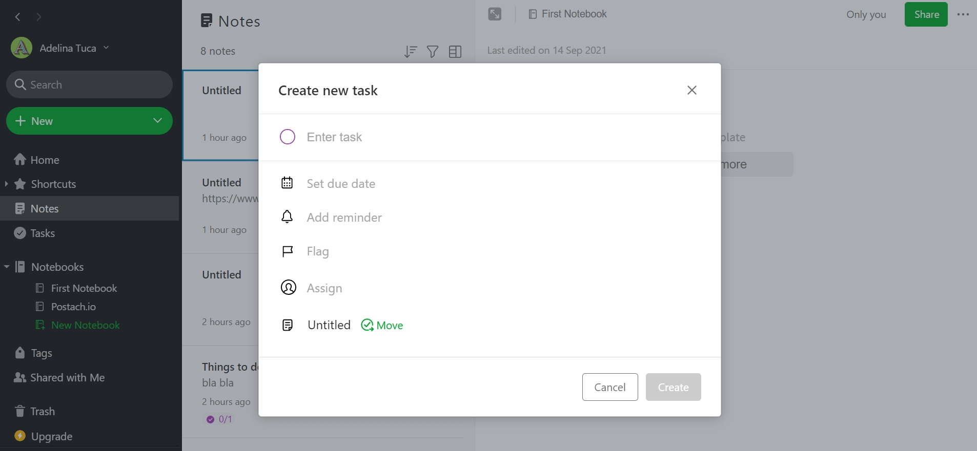 create a task in Evernote