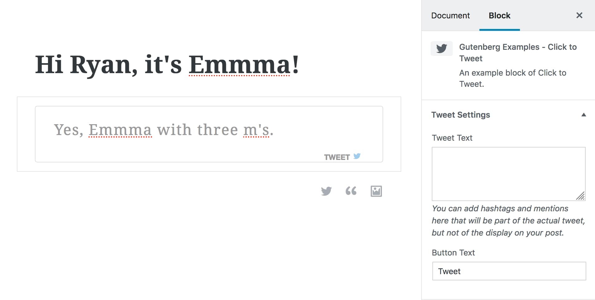 Gutenberg Click to Tweet Inspector Controls