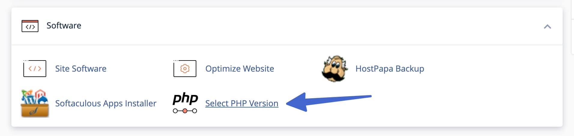 select php version to change WordPress to increase upload size.