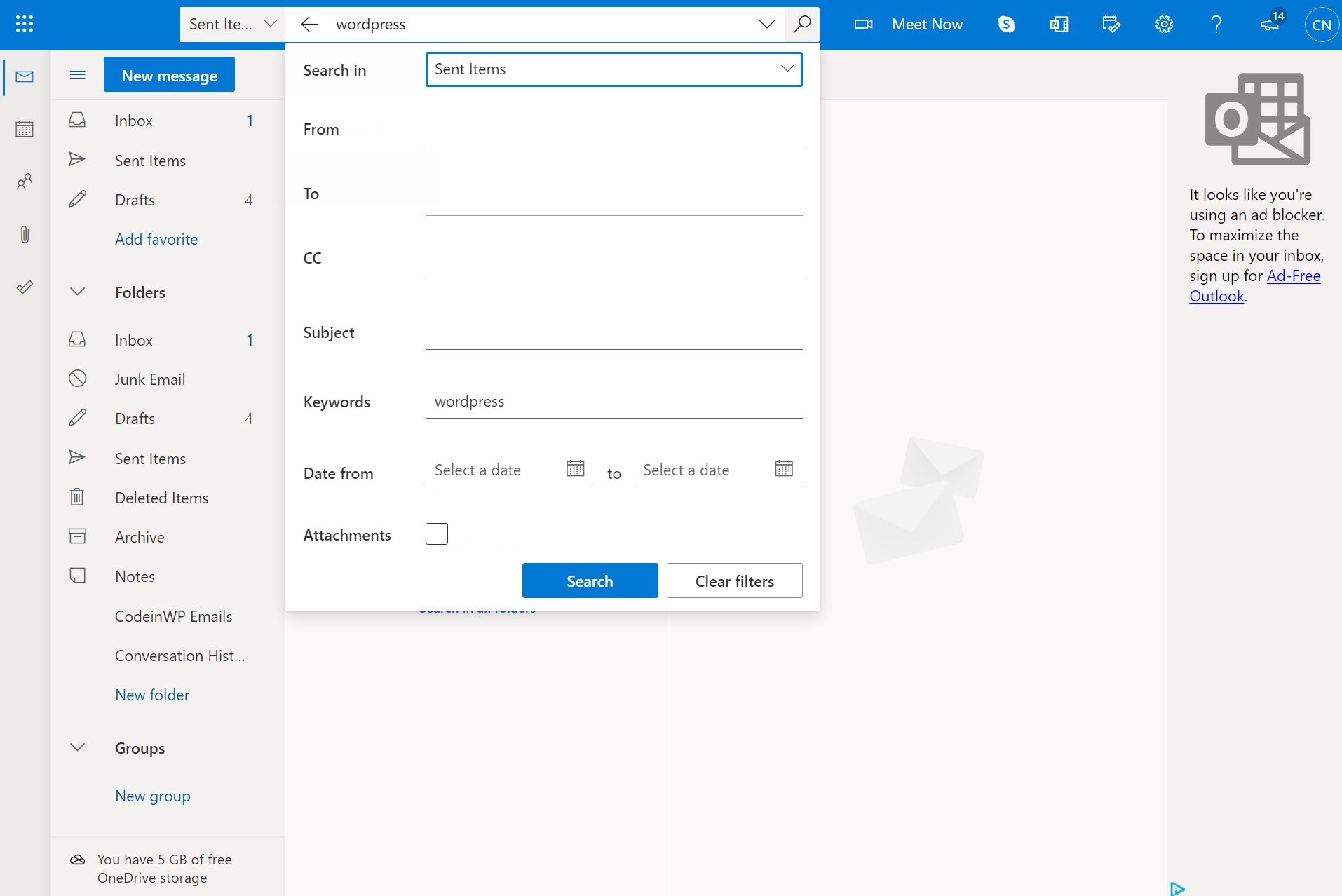 Outlook filter options vs Gmail