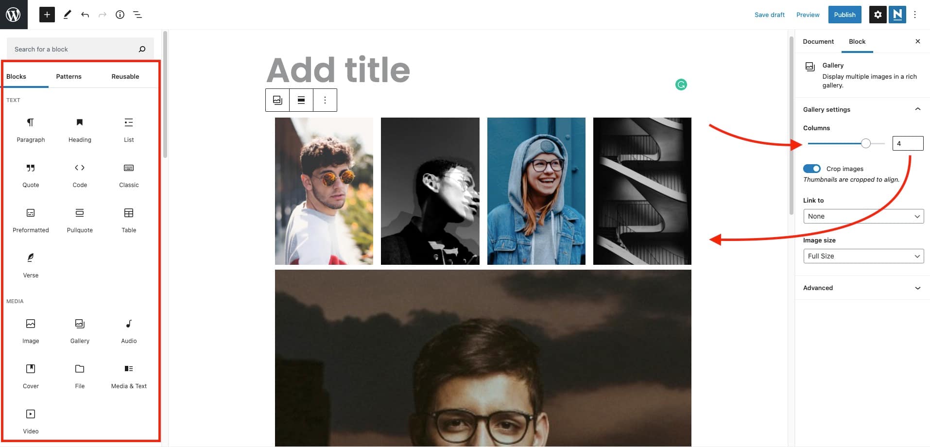 The WordPress gallery options