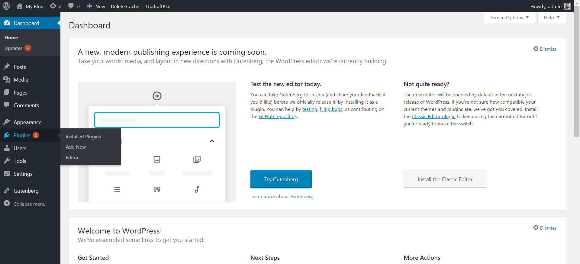 Dashboard of WordPress.Org: Added Flexibility of themes and Plugins.