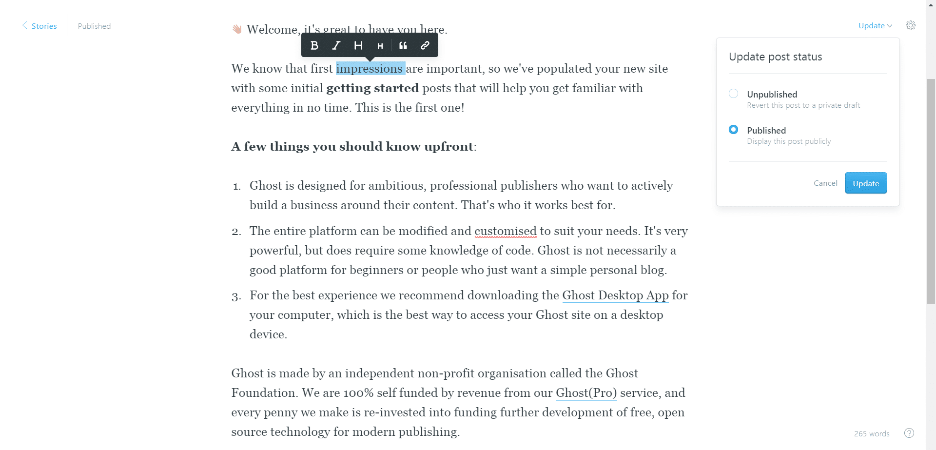 Ghost Text Editor: Focus on Writing.