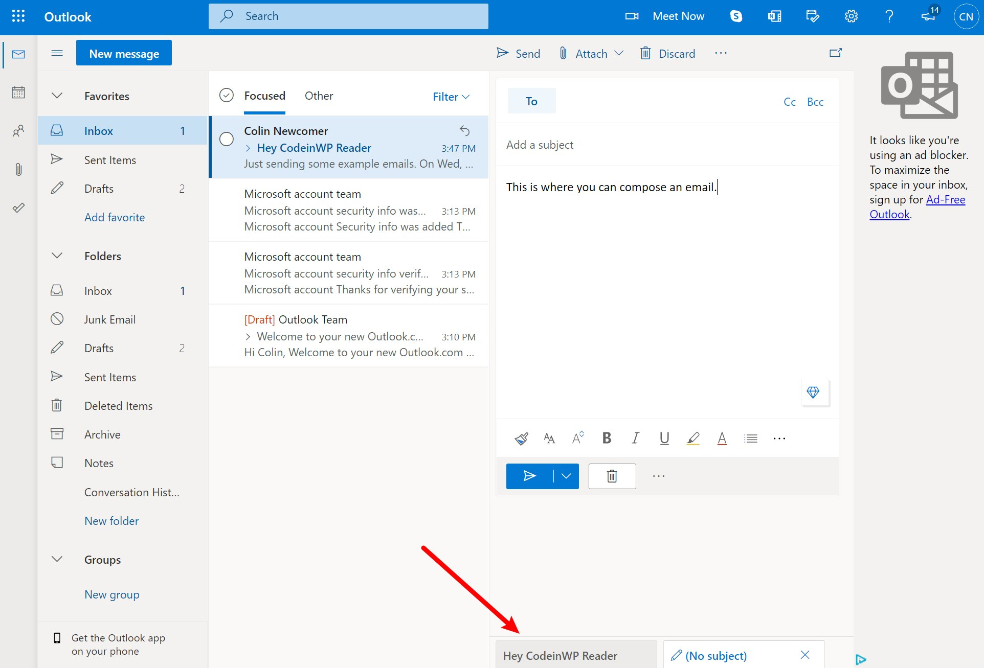 Outlook compose email