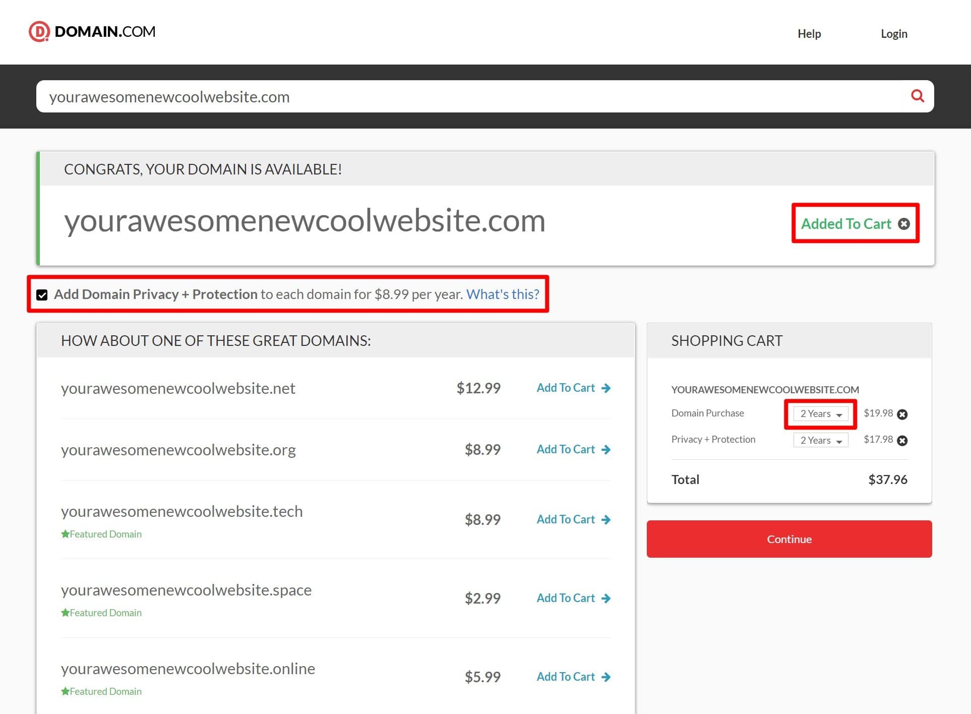 How to buy a domain name at Domain.com