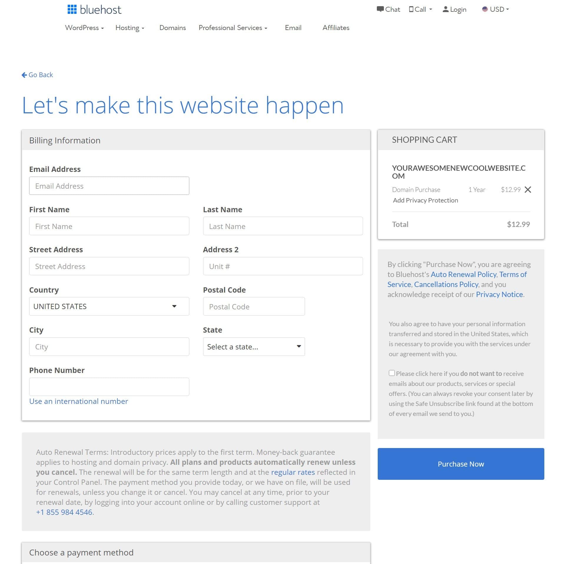 Enter payment details